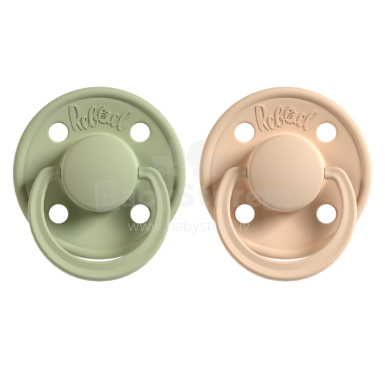 Rebael Round Latex Art.276196 Colour Mix  Apaļš māneklītis (knupītis) no 100% naturāla kaučuka no 0-6 mēn. (2 gb.)