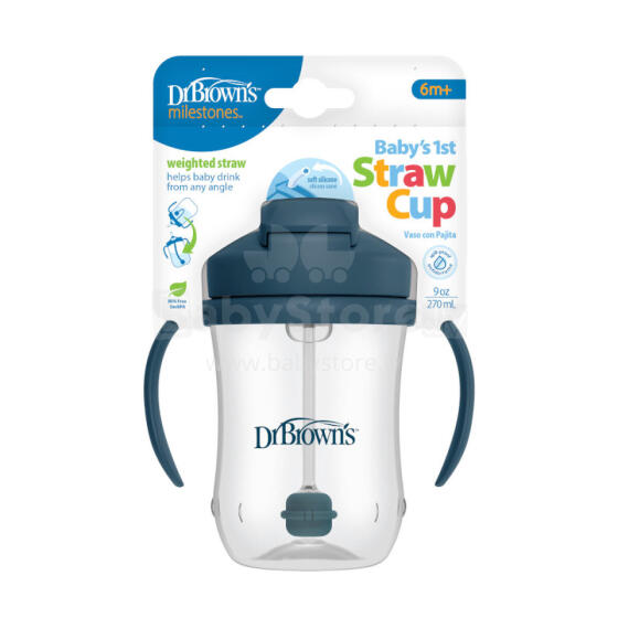 Dr. Brown's TC91105 Pirmais salmiņu kauss 270ml Jūras zils +6m