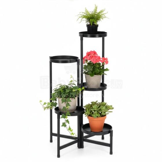 Flower stand 78.5 cm metal flower stand with 5 shelves multi-level loft for living room black