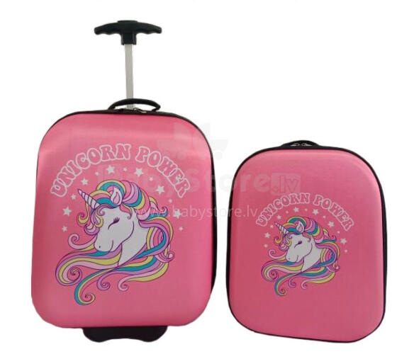 Unicorn Suitcase+Backpack  Art.BC-ROZ-004  Children's suitcase on wheels