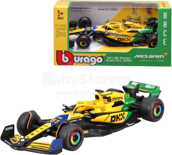 Bburago Formula 1 McLaren Team MCL38 Senna versija (Monako GP) (2024): Modelis mērogā 1:43 art.277053
