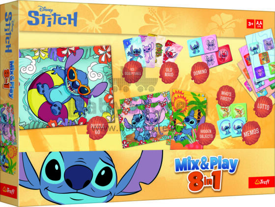 TREFL DISNEY STITCH 8in1 Mix&play galda spēļu komplekts