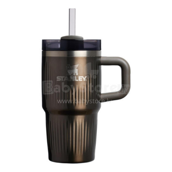 Thermos mug with straw The Quencher H2.O Fluted Tumbler 0.59L shiny metallic brown