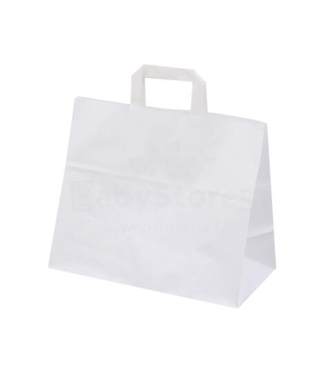 Basic M White Paper Bag Art.P50902 Бумажный пакет с ручкой 32 x 16 x 27 cм