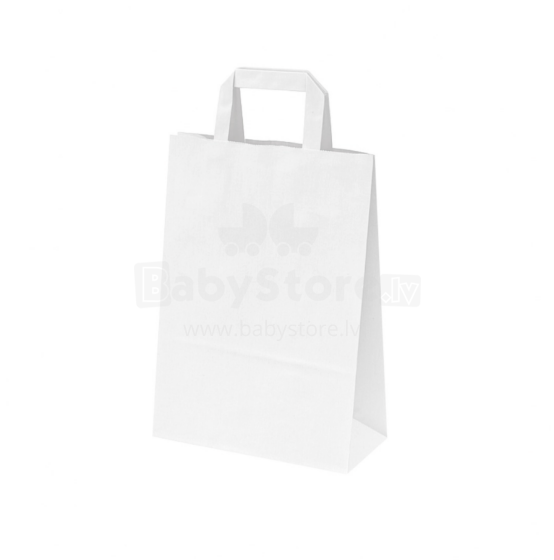 Basic S White Paper Bag Art.P50902 Balts maisiņš ar rokturiem 19 x 8 x 25 cm