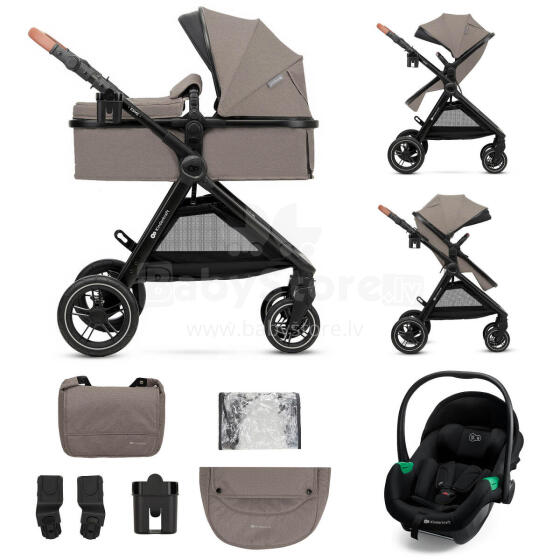 KINDERKRAFT Multifunkcionālais ratiņš ESME PRO 3IN1 Smilšu bežs + MINK PRO 2
