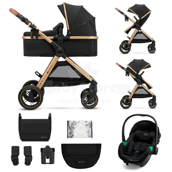 KINDERKRAFT Multifunkcionālais ratiņš ESME 3in1 Tīra melna + MINK PRO 2