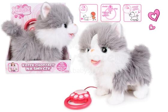 ARTYK 185557 Cat Walking on a Leash NATALIA White-Gray