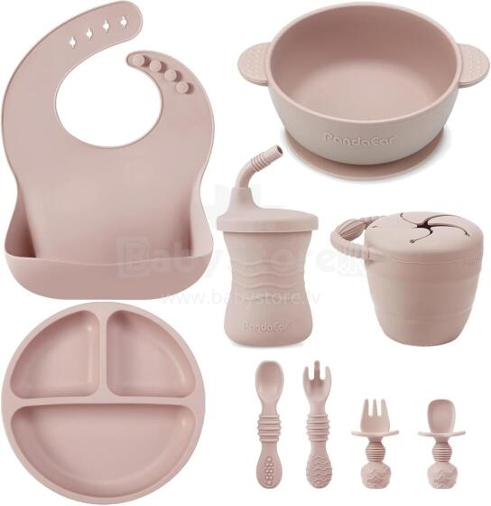 PandaEar Silicone Baby Crockery Set Art.278869 Pink