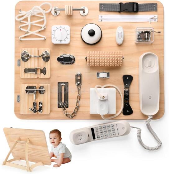 Kidsworld Montessori Art.279036 aktivitāšu dēlis 21 vienā koka rotaļlieta un izglītojoša rotaļlieta