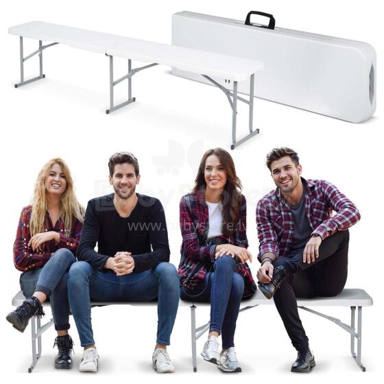Saliekamais dārza ēdināšanas sols 180 cm Plonos baltā krāsā