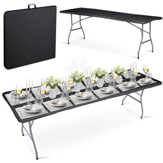 Saliekamais dārza ēdamgalds 244 cm Plonos melns