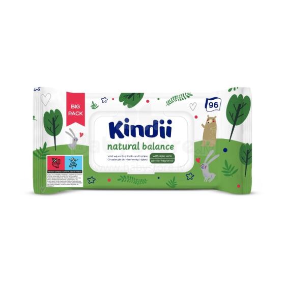 Mitrās salvetes mazuļiem Kindii Natural Balance 96 gab. pop-up 
