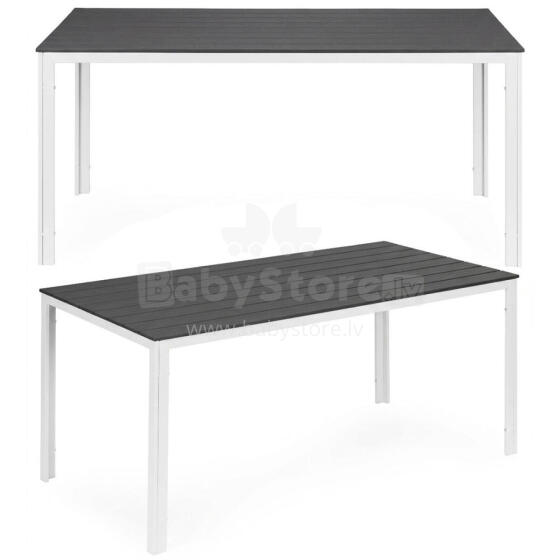 6-personu dārza galds 156x78 cm polimēra mēbeles terasei pelēka balta MultiGarden