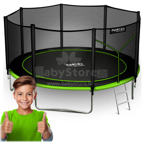13ft/404cm Garden Trampoline with External Net and Ladder Neo-Sport
