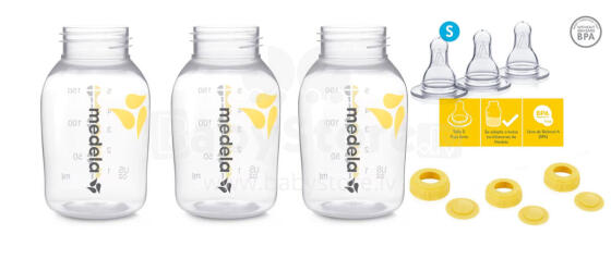 Medela Breast Milk Bottles Art.0074 Запасные бутылочки (Контейнеры для сбора грудного молока) 150 мл, 3 шт.