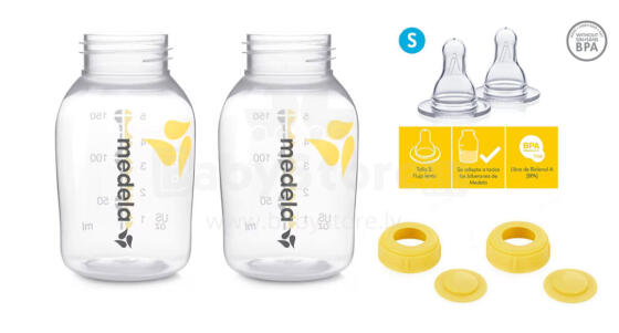 Medela Breast Milk Bottles Art.0074 Запасные бутылочки (Контейнеры для сбора грудного молока) 150 мл, 2 шт.