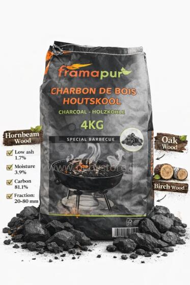 Natural Hardwood Charcoal Art.279932 Премиальный древесный уголь— натуральный уголь для гриля и BBQ,4 кг