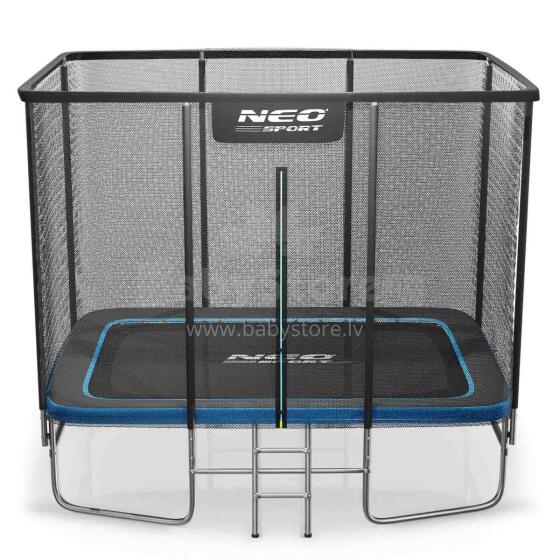 Taisnstūra Trampolīns 10x7ft/305x213cm ar Ārējo Tīklu un Kāpņu Neo-Sport