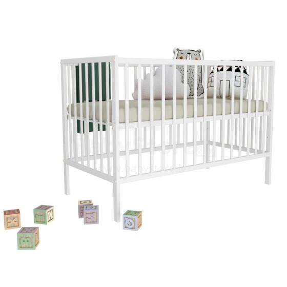Bocian Baby Cot Magda 120x60 Art.280151 White Stilīga Koka gultiņa ar nolaižamo malu