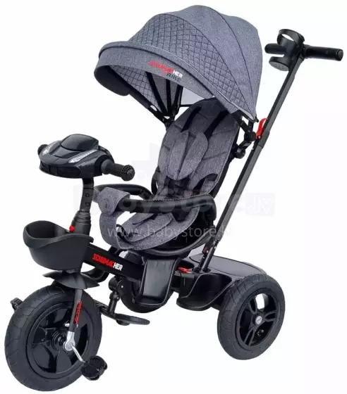 Bebe Basic Schumacher Kid  Air Trike Art.281267  Grey  Детский трехколесный  велосипед c ручкой управления , крышей и надувными колёсами