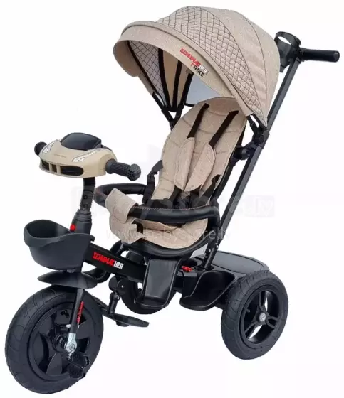 Bebe Basic Schumacher Kid  Air Trike Art.281267 Beige Bērnu  trīsritenis ar rokturi , jumtiņu un piepūšamajiem riteņiem