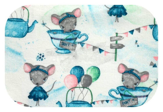 Autiņš - 25462 - FLANEĻA DRUKA - EGA - PELĪTE KAFIJAS TASEĒ - ZILA/ROŽU - izmērs 70x80 cm