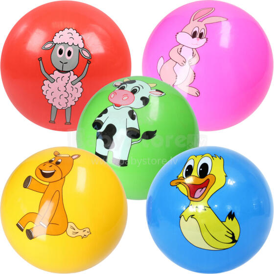PIŁKA GUMOWA ZWIERZĘTA 5 KOLORÓW