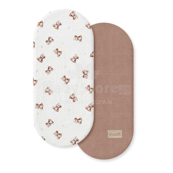 MANA KOKA Šūpuļa palags 2 iepakojums 80x35 Vintage Teddy CM1