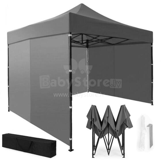 Automātiska pop-up dārza pasākumu paviljons, 3x3 m, pelēks, MultiGarden