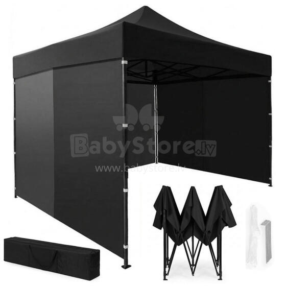 Dārza pasākumu paviljons automātiskais pop-up telts, 3x3 m, melns, MultiGarden