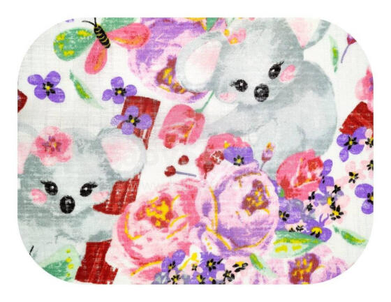 Diaper - 23482 - TETRA PRINT - EGA - KOALA - PINK - size 70x80 cm