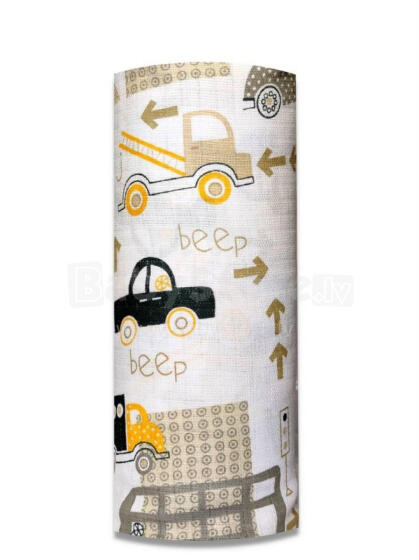 Diaper - 24922 - TETRA PRINT - EGA - CARS IN TOWN - YELLOW - size 70x80 cm