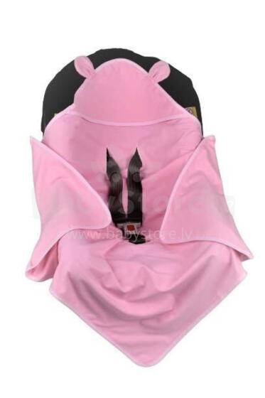 Blanket with hood -  899 - SWADDING TO CAR SEAT - COTTON - size 80x80 - PINK