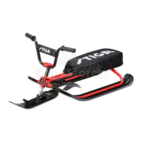 Stūrējamās ragavas SNOWRACER CURVE SX PRO Sarkanas, ar polstererētu sēdekļa pārvalku