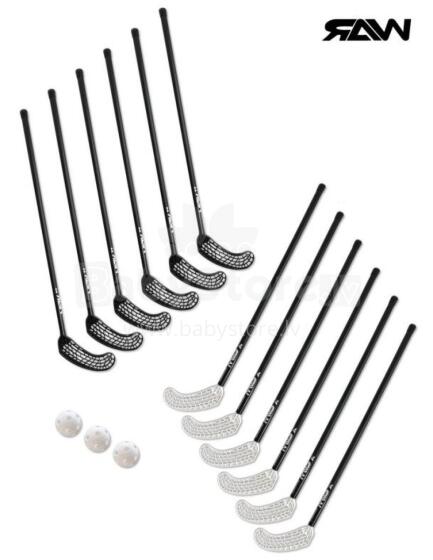 Florbola nūju komplekts: 12 nūjas+3 bumbiņas ( 950 mm  nūjas ‘’RAW Redeemer’’)
