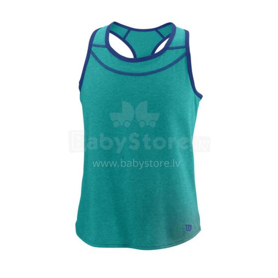 GIRLS' COMPETITION SHIRT II Tropical Green Heather / Mazarine Blue