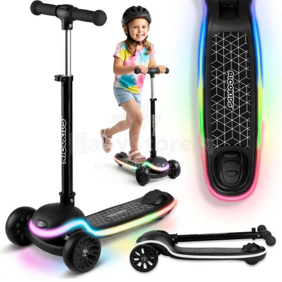Trīsriteņu līdzsvara skūteris bērniem LED Ricokids Leddi - Melns