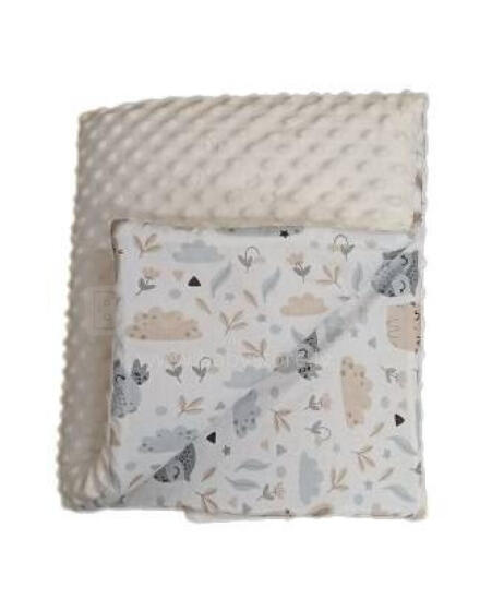 Blanket - 664- with filling - MINKY / COTTON  - size 75x90 - ECRU