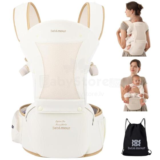 Bebear Baby Carrier 3D Air Art.283756 Cotton Beige Эргономичная сумка-кенгуру  от 4 до 20 кг