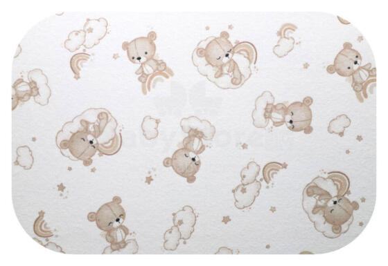 Diaper - 4008 - FLANNEL PRINT - EGA - TEDDY BEAR  ON CLOUDS - BEIGIE -size 70x80 cm