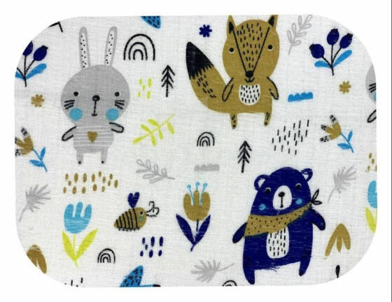 Diaper - 20771- TETRA PRINT - EGA -ZWIERZĘTA LEŚNE  - NAVY BLUE - size 70x80 cm
