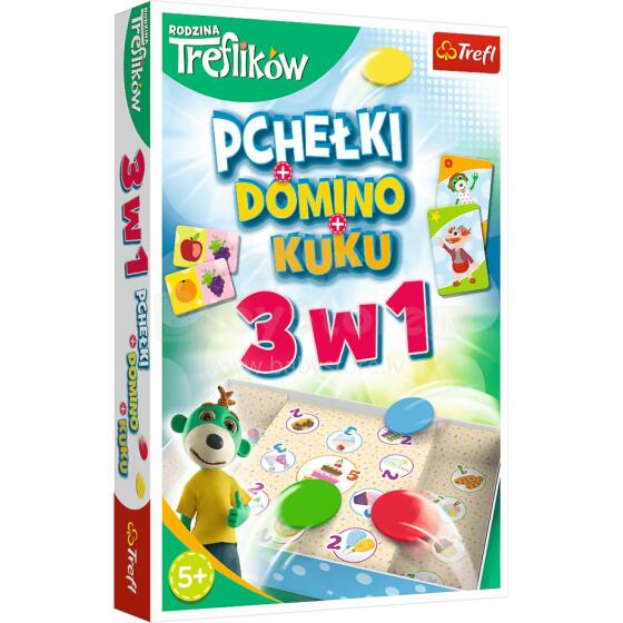 Spēle - Treflik ģimenes 3-in-1 spēle – Domino, Blusas, Kuku Trefliki – Trefl 01921