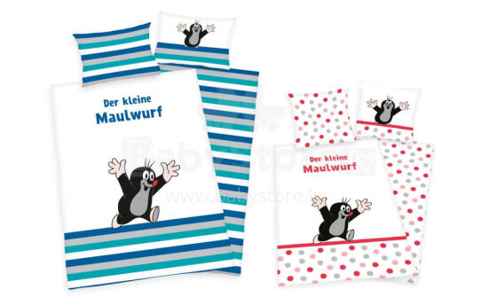 Cover set -  2 pcs - 135x100, 40x60 - MAŁY KRECIK - PINK or TURKUS