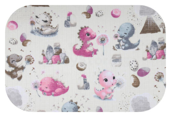 Подгузник - 30015 - TETRA PRINT - EGA - DINO & WULKAN - РОЗОВЫЙ - размер 70x80 см