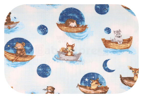 Diaper - 30022 - TETRA PRINT - EGA - ANIMALS on the BOAT - BLUE - size 70x80 cm