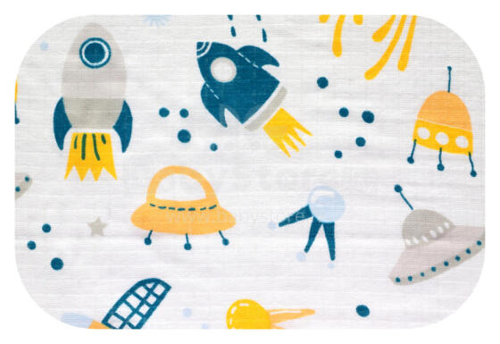 Diaper - 22782 - TETRA PRINT - EGA - RAKIETA - YELLOW  - size 70x80 cm