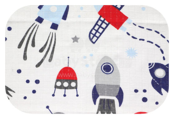 Diaper - 22386 - TETRA PRINT - EGA - RAKIETA - RED- size 70x80 cm