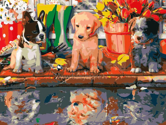 Painting by the numbers - 51033- PUPPIES - size 40x30 cm