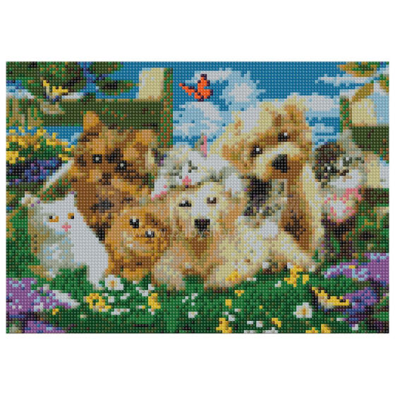 Daimond Mosaic - 47388 - KUCĒNI UN KAĶI - izmērs 30x40 cm